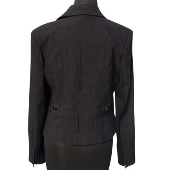 Cache Black Textured Lined Suit Jacket Top Stretch Zipper Front New NWT $188 - Picture 5 of 7